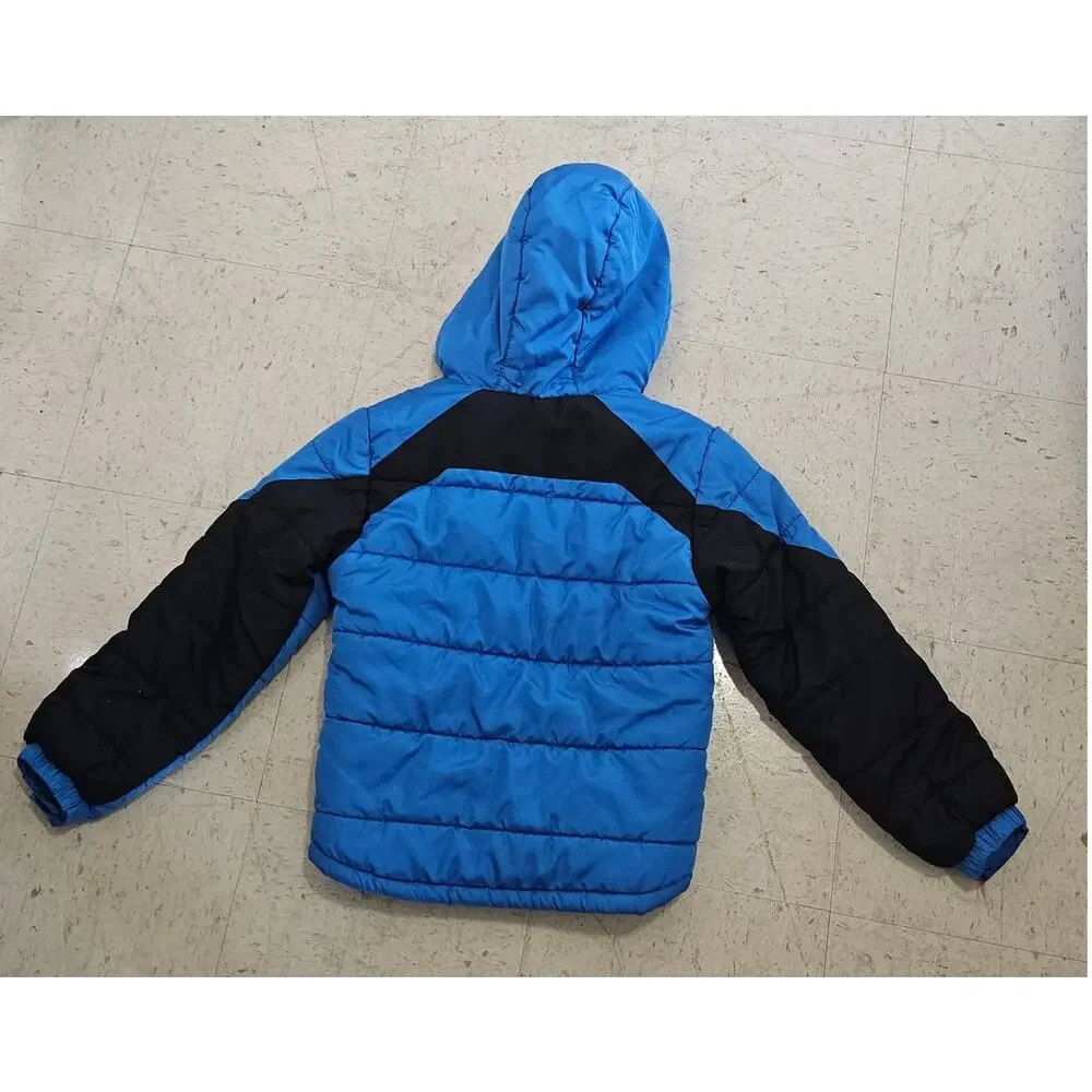 F.O.G. by London Fog Boys Blue Black Hooded Puffer Winter Jacket M 10-12